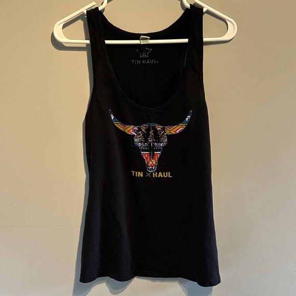 Tin Haul Tops - 🌸Tin Haul Black Bull Graphic Tank Top